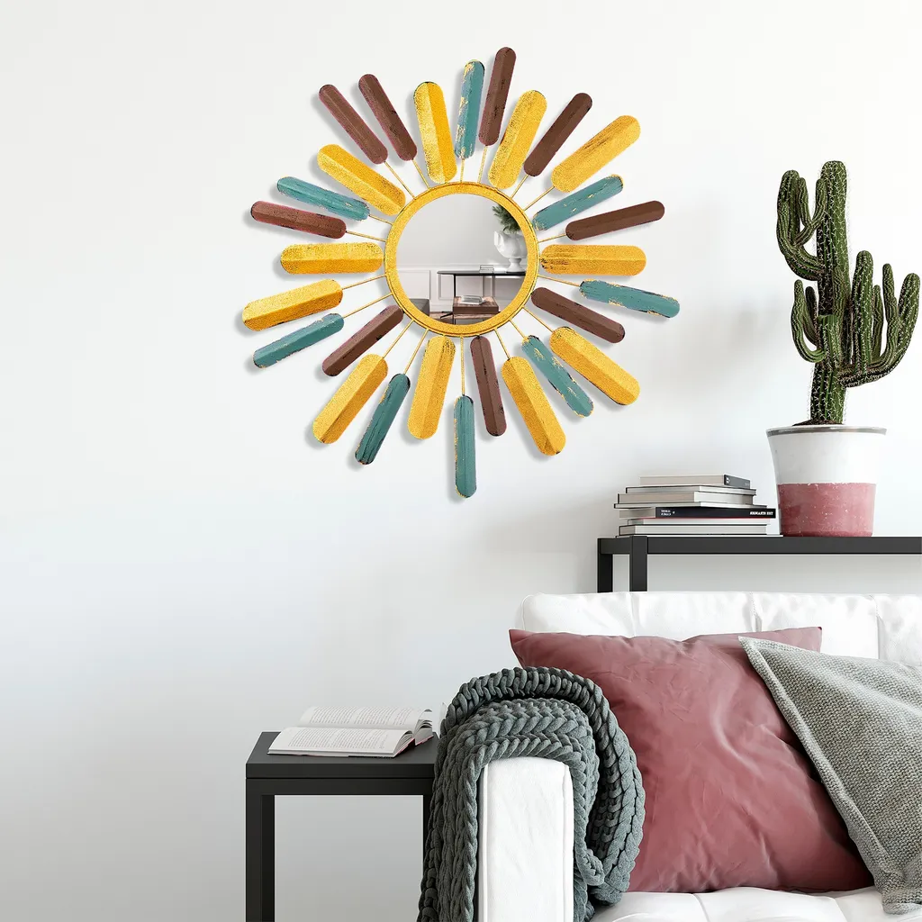 Miroir Design Multicolore 100% Métal Style Abstrait 75 cm Wallity - 2
