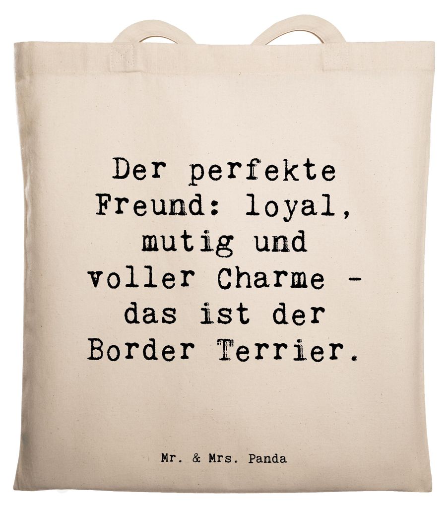 Mr. & Mrs. Panda Uni Tasche Spruch Border Terrier Freund - Transparent - Geschenk, treue Begleiter, einkaufsshopper, Hunderassen Vielfalt, Schultas...