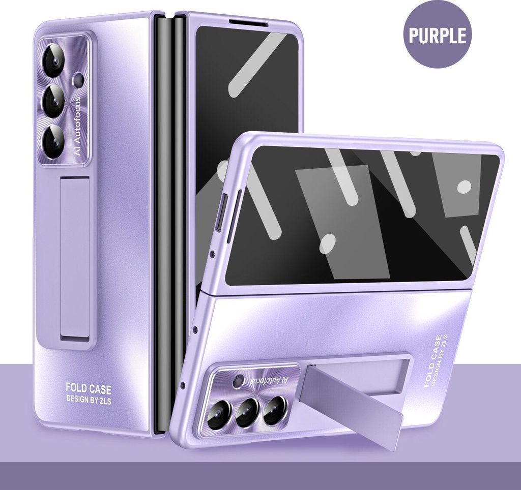 Hülle für Samsung Galaxy Z Fold 7 Hart PC Stander Schutzhülle mit Displayschutz, Linsenschutz Lila