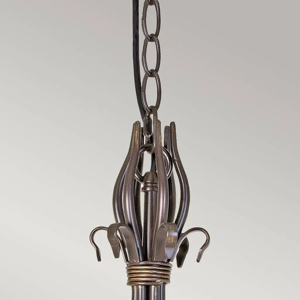 Lustre Windermere Elstead 6 lumières E14 rouille et or 199cm de haut