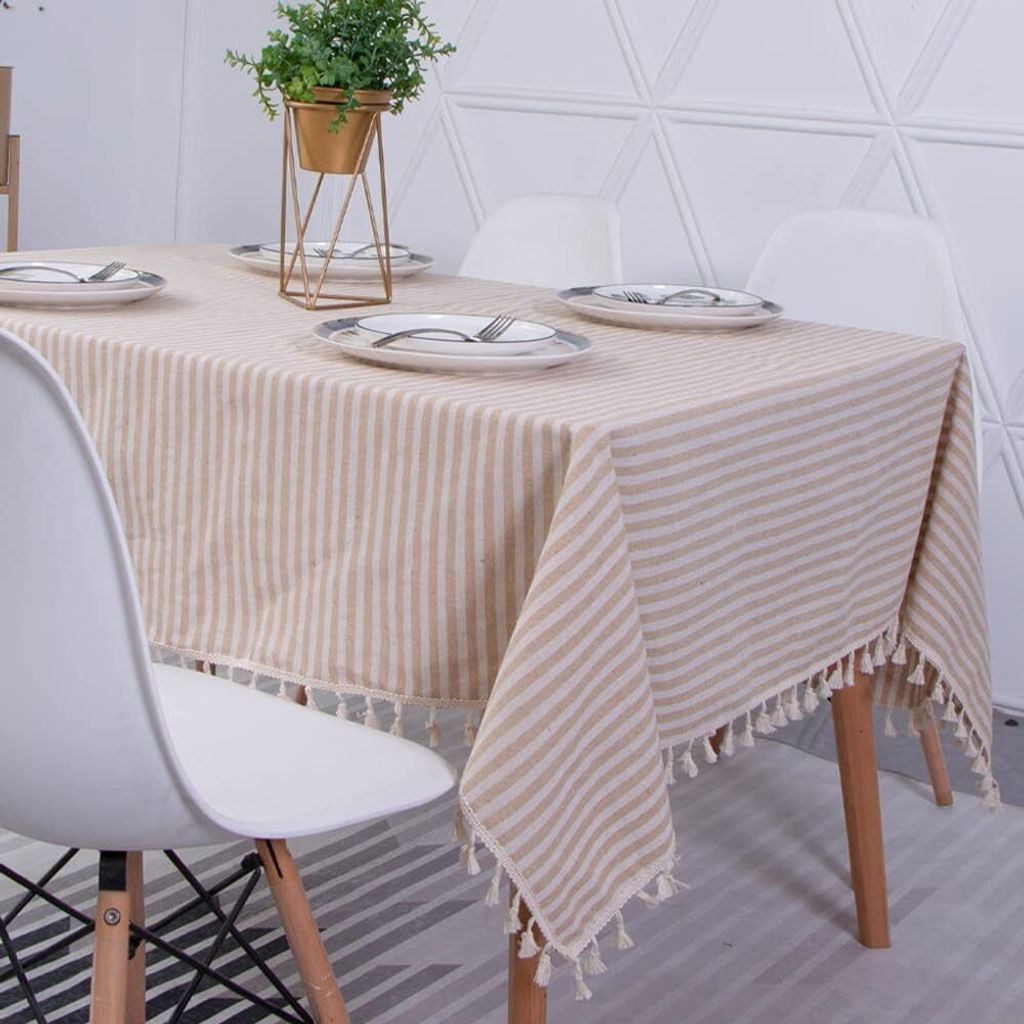Rectangular Baumwolle Linen Tablecloth, Wipeable Oil-Resistant Stain Protection Tablecloths, Easy-Care Table Covers for Indoors, Outdoors, Garden, ...