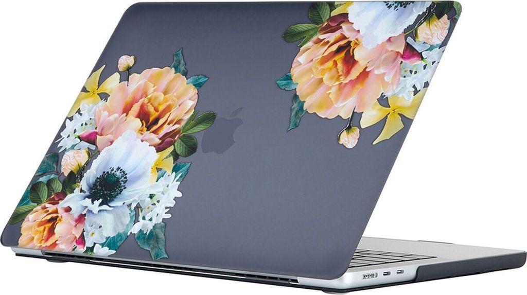 Mobigear Design MacBook Air 15 Zoll (2023-2025) Hardcase Hülle MacBook Case - Flowers Black - Model A2941 / A3114 / A3241