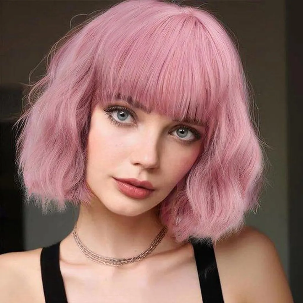 Postiche bouclé rose : changez de look sans abîmer vos cheveux - 55cm
