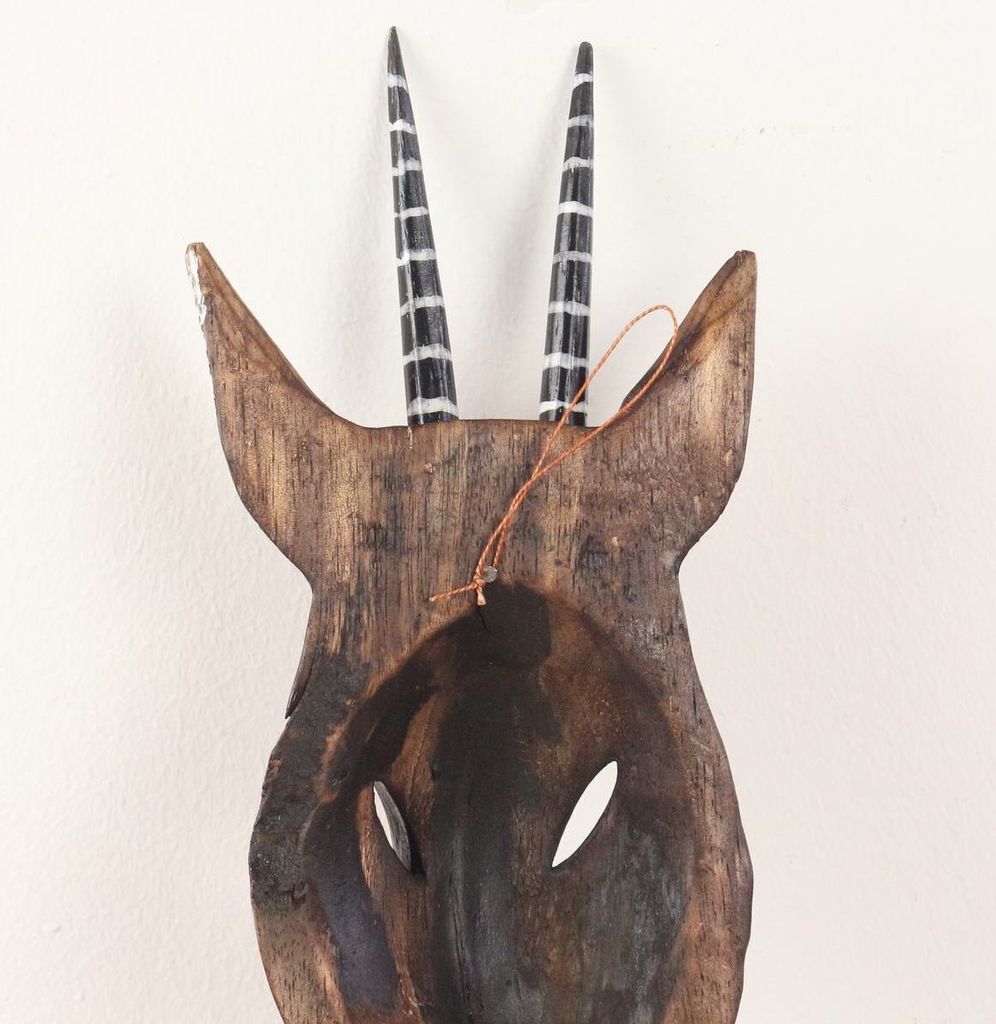 3er Set Giraffe Zebra Antilope Wandmaske Holzmasken Maske Afrika Handgeschnitzte Exotische Tiermaske ca. 30 cm