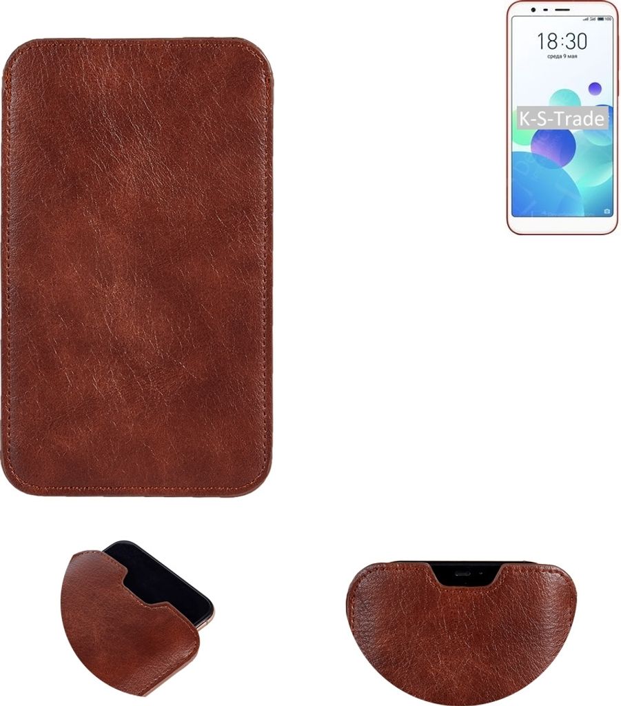 K-S-Trade Schutzhülle Handyhülle kompatibel mit Meizu M8c Handytasche Kunstleder Sleeve in braun
