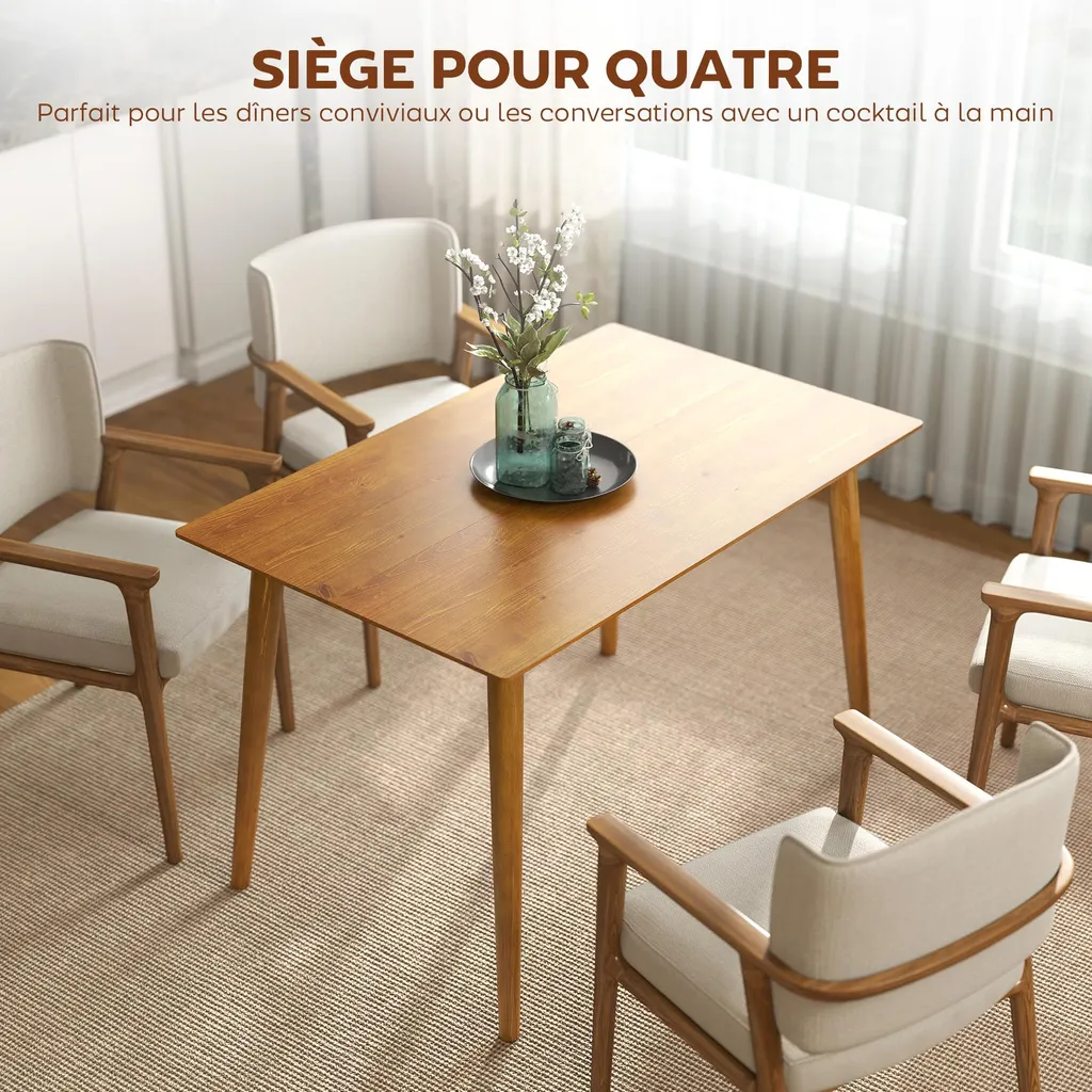 Table à manger familiale 120x75 cm idéale pour petits espaces 6 pers