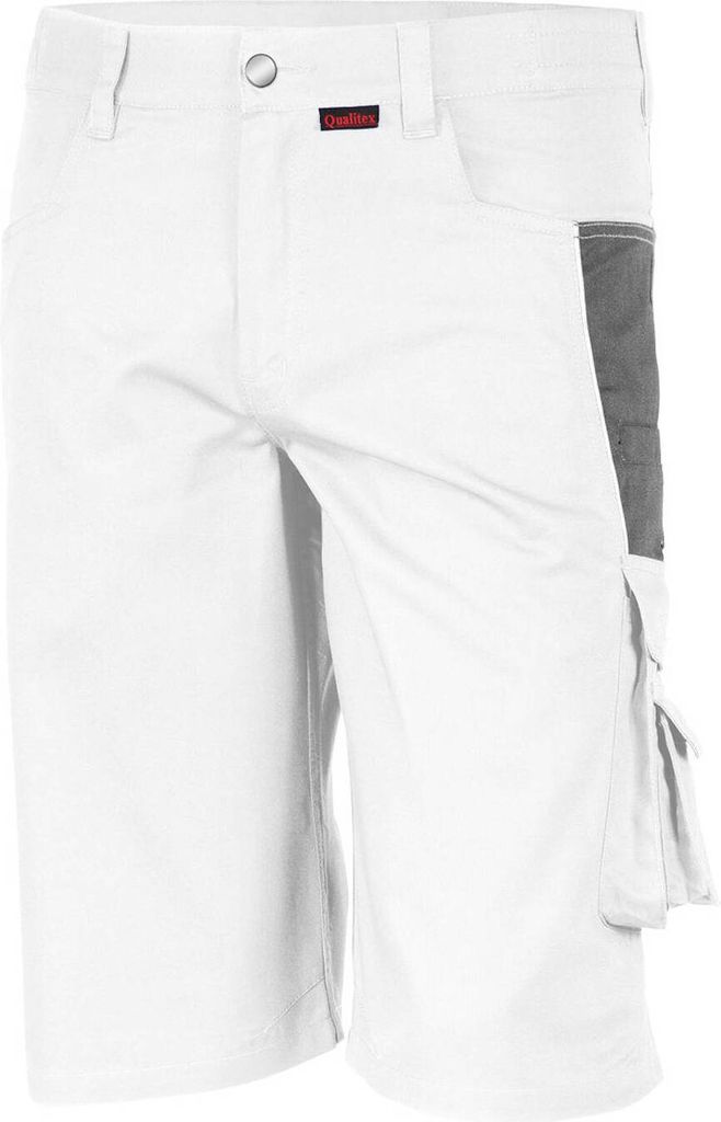 Qualitex kurze Arbeitshose - strapazierfähige PROfessionals Shorts aus faserverstätktem Gewebe - in Farbe: weiß/grau - Herren: 56 - Damen: 50
