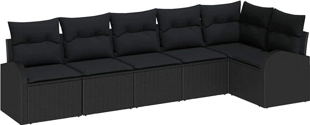vidaXL Gartensofa-set Schwarz Poly-Rattan