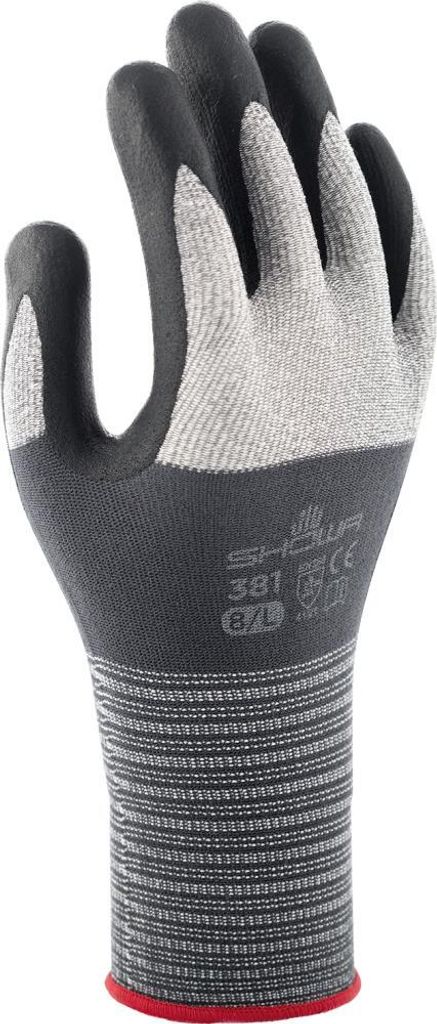 Showa 381 Nahtloser Arbeitshandschuh Mikrofaser-Nitril allgemeine Zwecke 9/XL