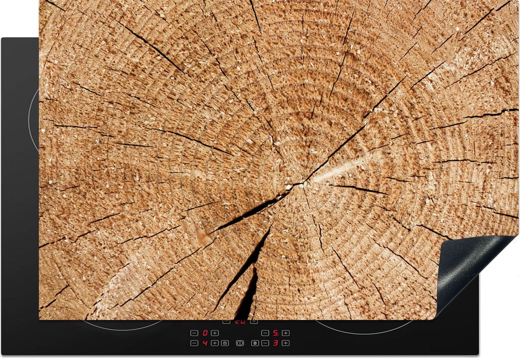 KitchenYeah Herdabdeckplatte Baumstamm - Baumringe - Holz , 77x51cm, Küche Deko, Glaskeramikkochfeld Herdabdeckung, Abdeckplatte fùr Kochfeld