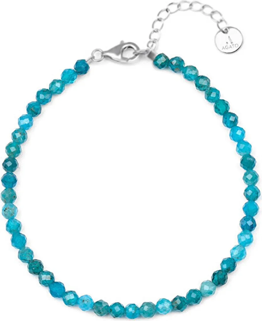 Bracciale Minerale Apatite Blu POL-B05/21L - Gioiello Naturale Unico