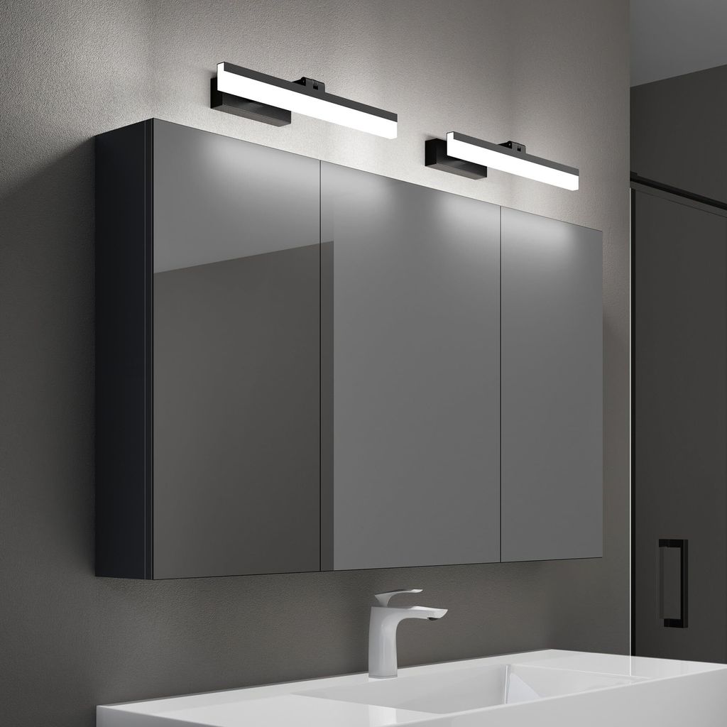 Mai & Mai Spiegelschrank Bad mit Beleuchtung Badschrank mit Spiegellampe BxTxH 60x15x70cm Spiegelleuchte 180° Drehbar LED Badlampe 40cm