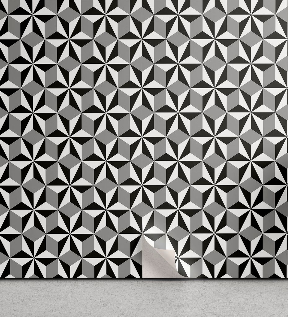 ABAKUHAUS Geometrisch abziehbare & klebbare Tapete für Zuhause, Optische Hexagon Sterne, selbstklebendes Wohnzimmer Küchenakzent, 33 cm x 250 cm,...