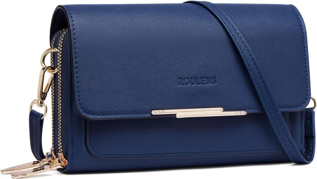 Sacoche de voyage pour téléphone portable en cuir PU bleu marine femme