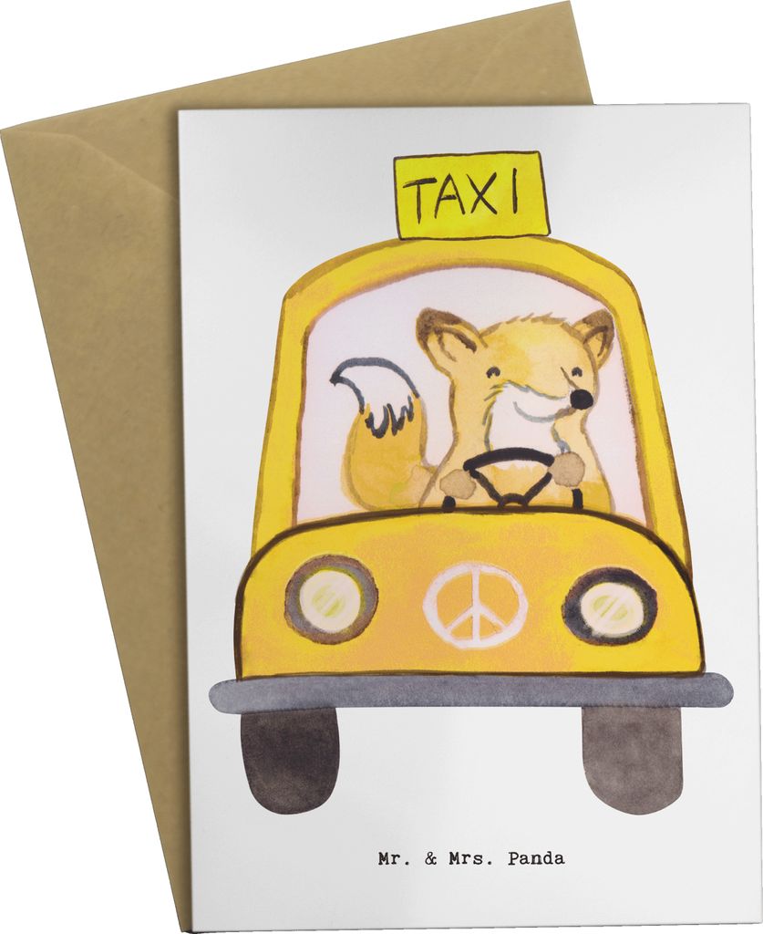 Mr. & Mrs. Panda Grußkarte Taxifahrer Herz - Weiß - Geschenk, glückwunschkarten, osterkarte, Grußkarten, osterkarten, einladungskarten, weihnac...