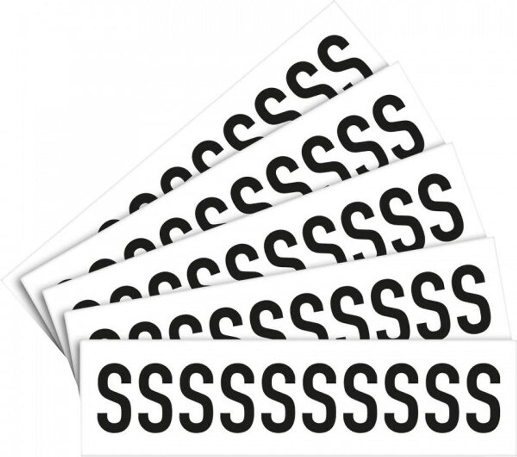 Dreifke Aufkleber I Buchstabe S, weiß/schwarz, Folie, Schrifthöhe: 30mm, 39x...