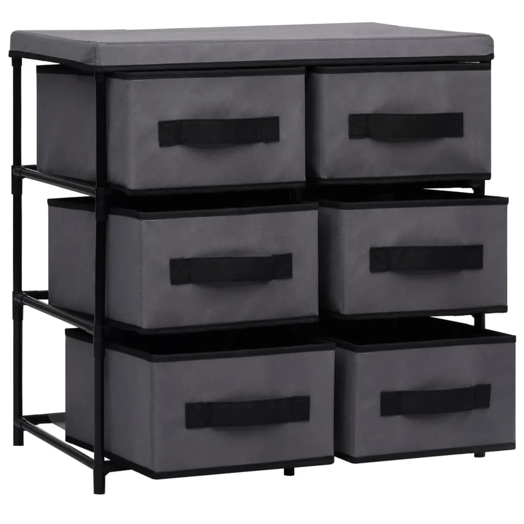Meuble 6 tiroirs en acier robuste 55x29x55 cm - Finition gris mat