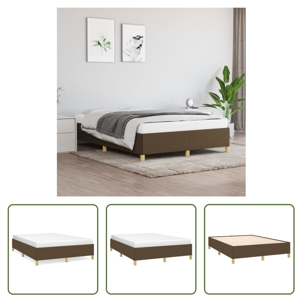 The Living Store Bettgestell Dunkelbraun 140x190 cm Stoff
