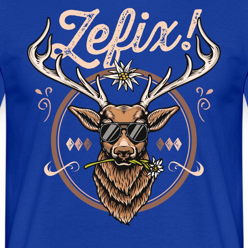 Spreadshirt Zefix Bayrisch Grantler Trachtenmuster Für Männer Männer T-Shirt, 3XL, Dunkelblau
