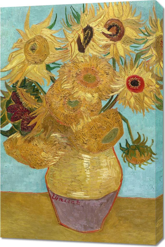 Bild 60x90cm Vase mit zwölf Sonnenblumen, Van Gogh Vintage