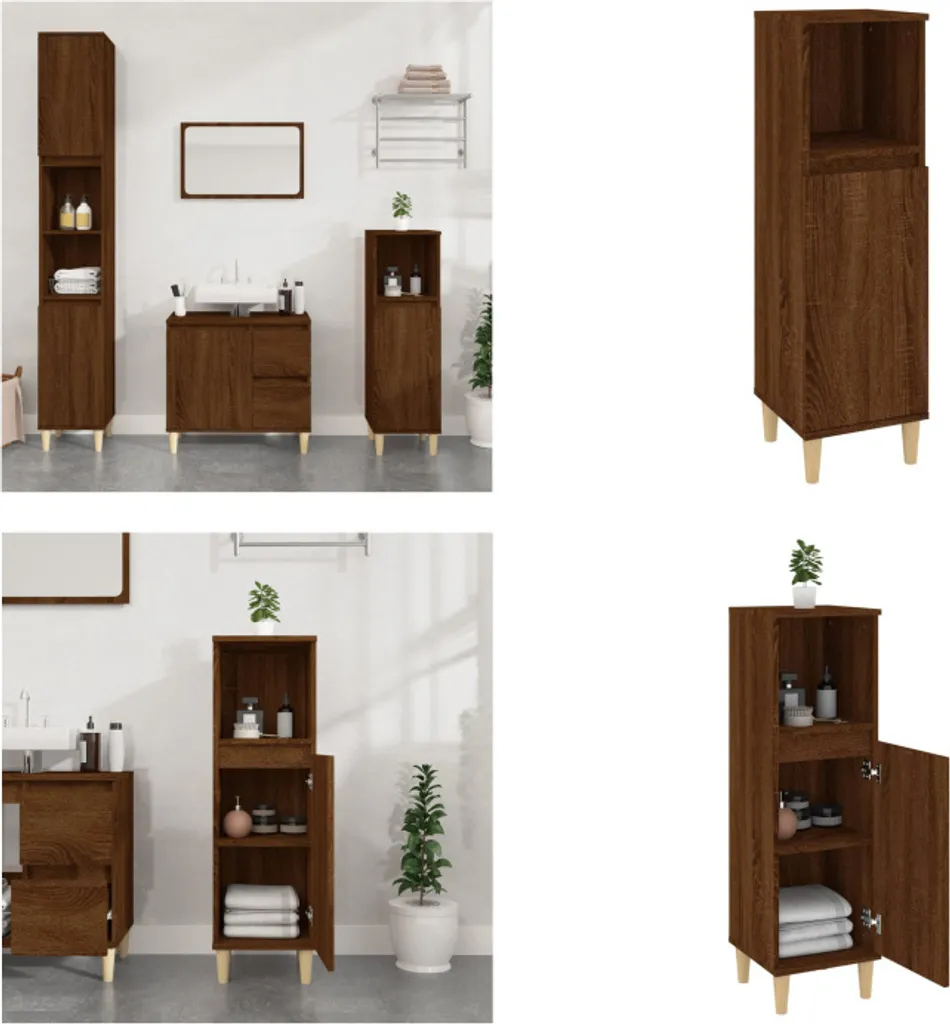 Gagnez de la Place avec cette Armoire de Bain Colonne Chêne Brun 30 cm