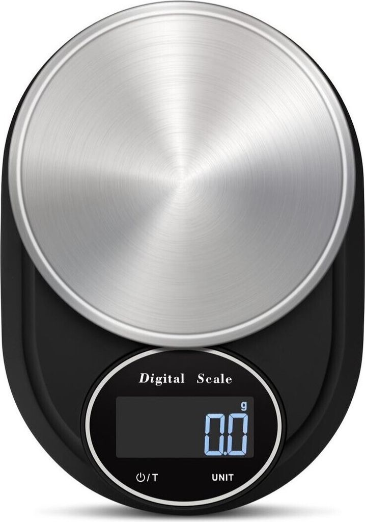 INF Digitale Küchenwaage 2 kg / 0,1 g Edelstahl Schwarz / Silber