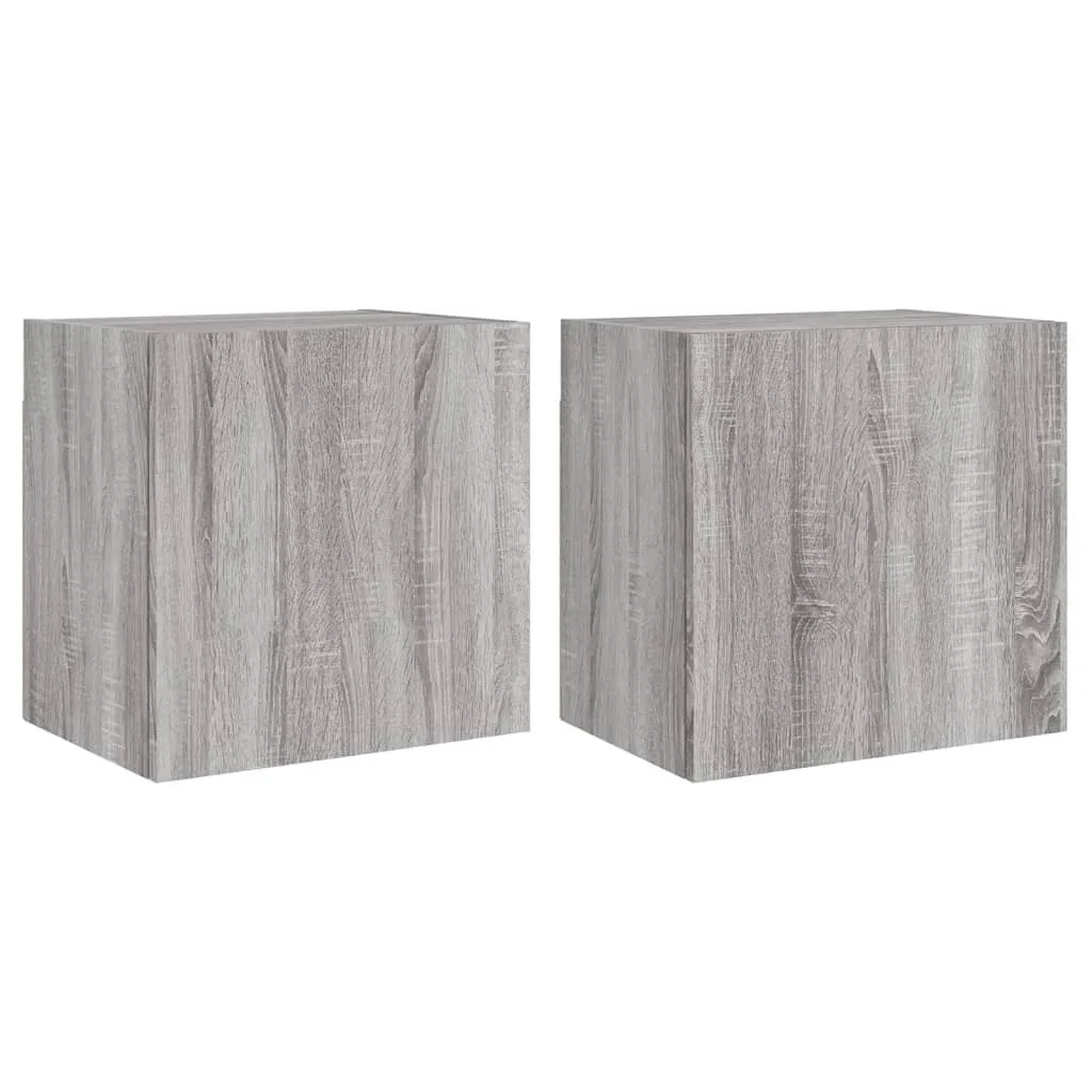 Set 2 Cubi TV Sospesi Grigio Sonoma 40x30x40 cm - Moderni