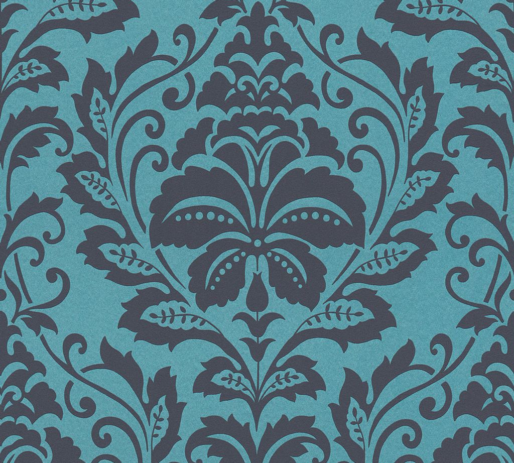 Profhome 369105-GU Barock Tapete Barock glänzend blau schwarz grau 5,33 m2