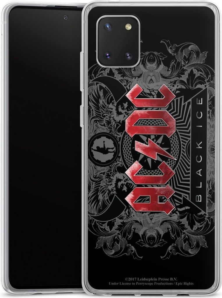 DeinDesign Handyhülle für Samsung Galaxy Note 10 lite Silikon Hülle Case Smartphone Schutzhülle ACDC Black Ice Fanartikel