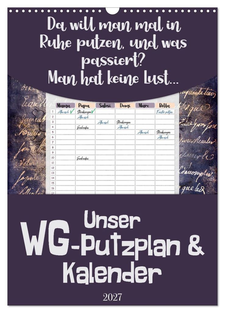 Gothic WG-Putzplan & Kalender 2027 (Wandkalender 2027 DIN A3 hoch), CALVENDO Monatskalender