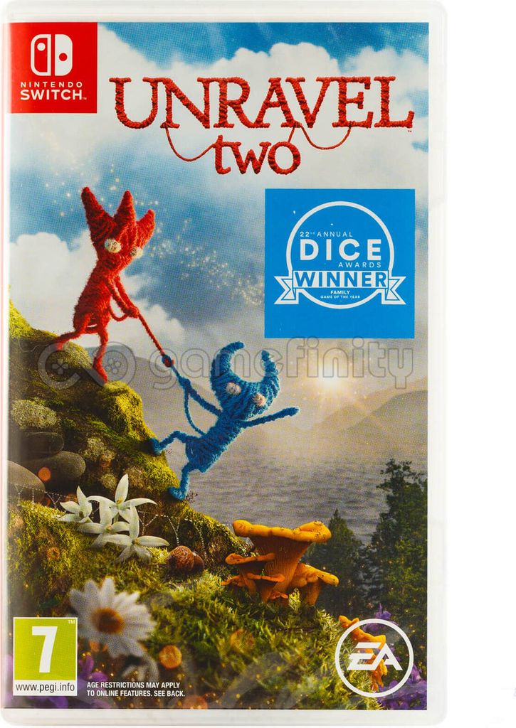 The cover art for the video game Unravel Two for Nintendo Switch.