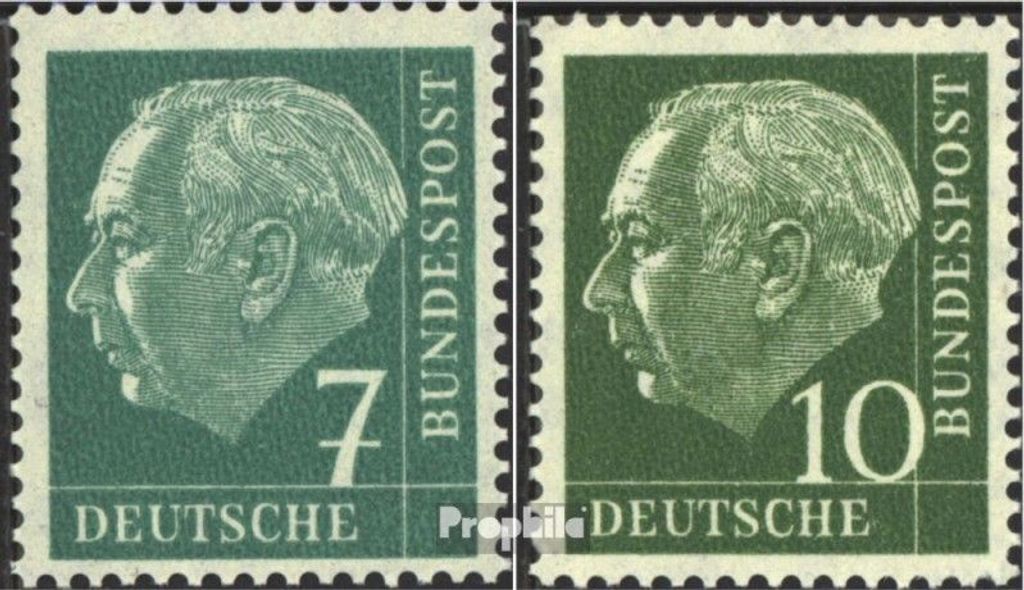 Briefmarken BRD (BR.Deutschland) 1960 Mi 181y,183y Lumogen, Papier floureszierend postfrisch Bundespräsident Heuss (I)