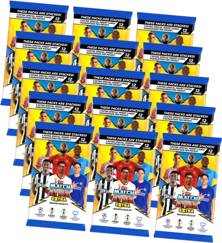 Topps Match Attax Karten Champions League Extra 2023-2024 - 15 Booster Sammelkarten