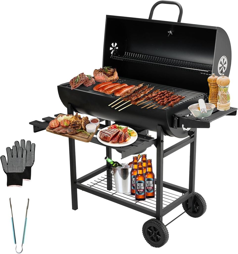 TEENO Grill: Houtskoolgrill met deksel, aslade, Productafbeelding 