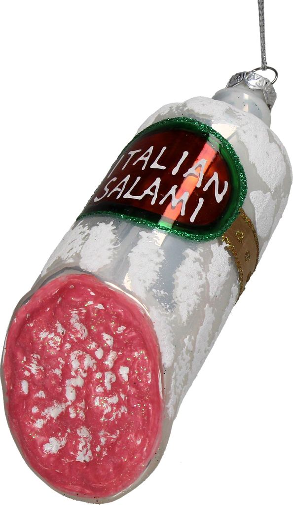 Christbaumschmuck Glas 12,7cm Italienische Salami Figur Weiß / Rot