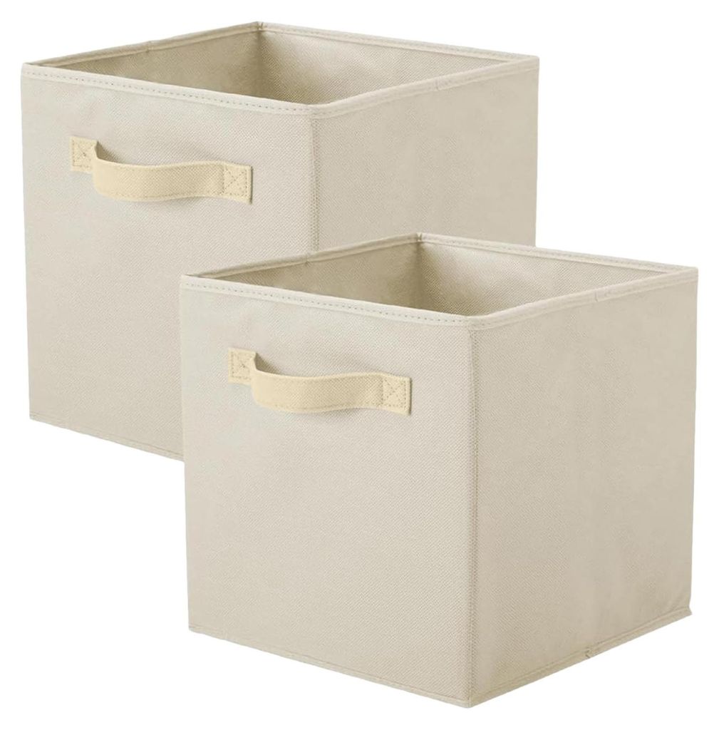 Aufbewahrungsbox, faltbare Aufbewahrungswürfel mit 2 Fächern, würfelförmige Aufbewahrungsbox aus Stoff