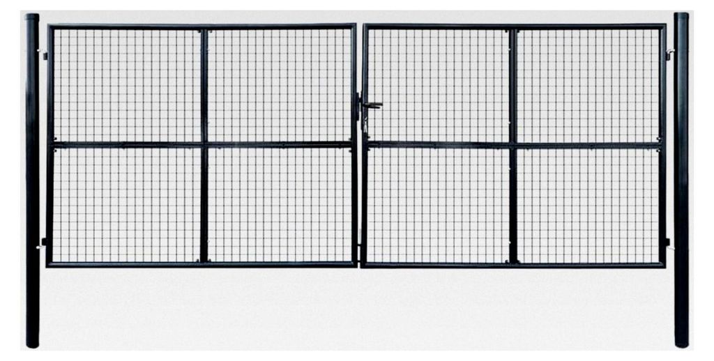 Gartentor aus verzinktem Stahl 400 x 150 cm Grau