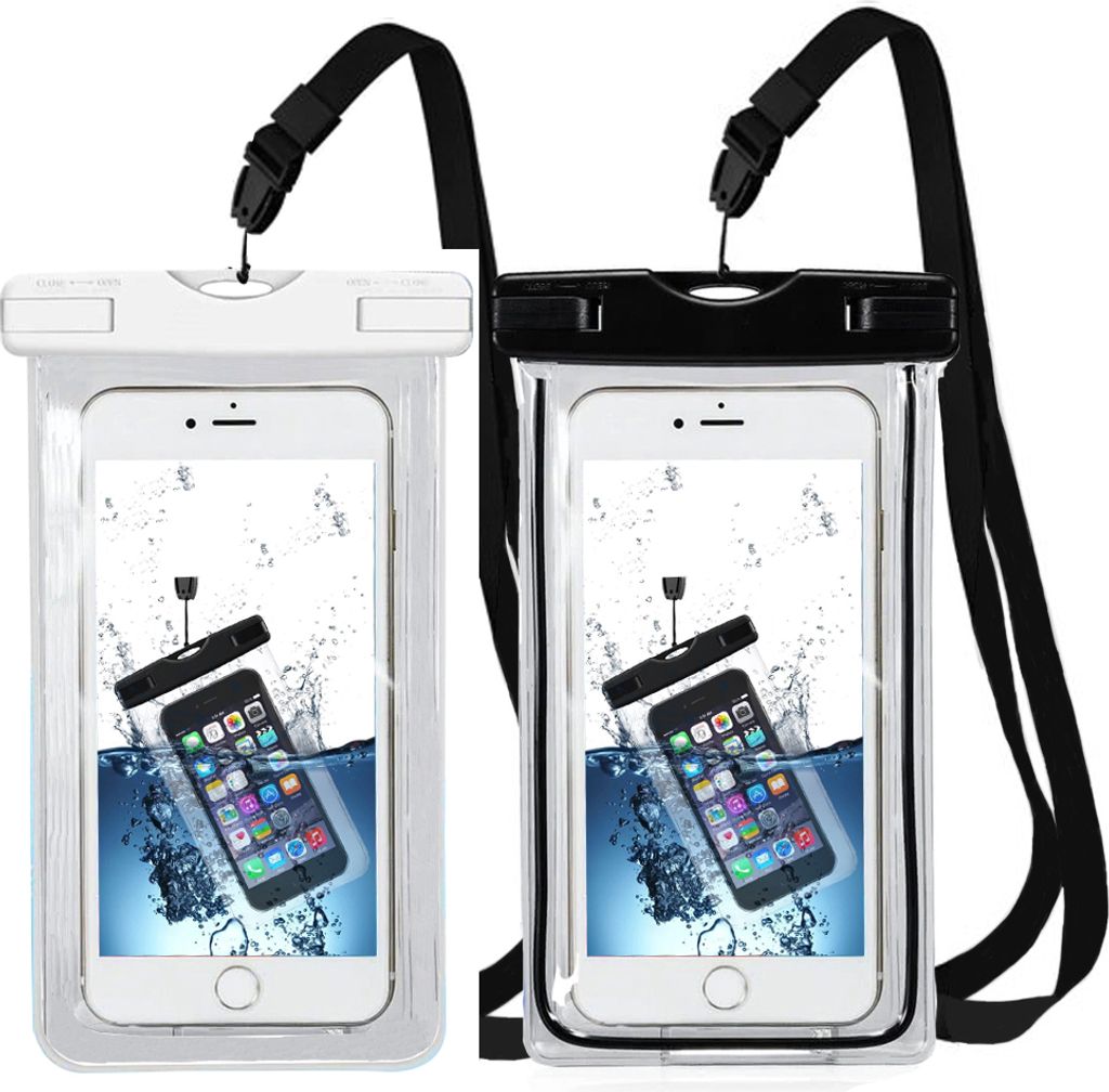 MMOBIEL 2x Wasserdichte Handytasche Universal für alle Smartphones (SCHWARZ + WEISS)