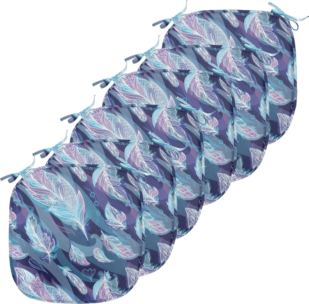 Lot de 6 Galettes de Chaise Imperméables 40x40 cm Bleu Indigo Chic
