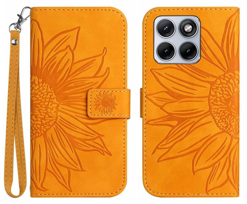 Motorola Edge 70 Fusion Hülle - Coverup Sonnenblume Klapphülle mit Schlüsselband - Gelb