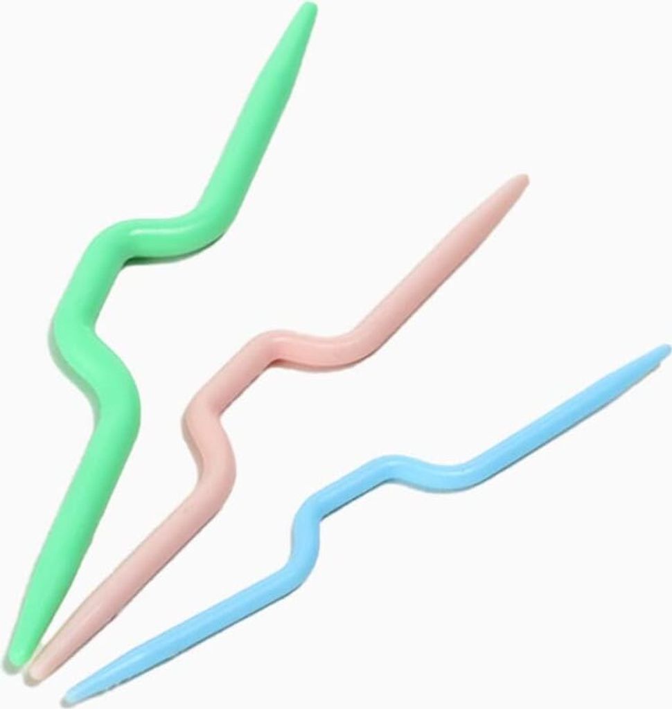 3 Stš¹ck Schnurgebundene Stricknadeln, Gebogene Zopfnadel H?kelnadel, gebogene H?kelnadel, fš¹r Strickmš¹tzen Pullover Schals Allzweck