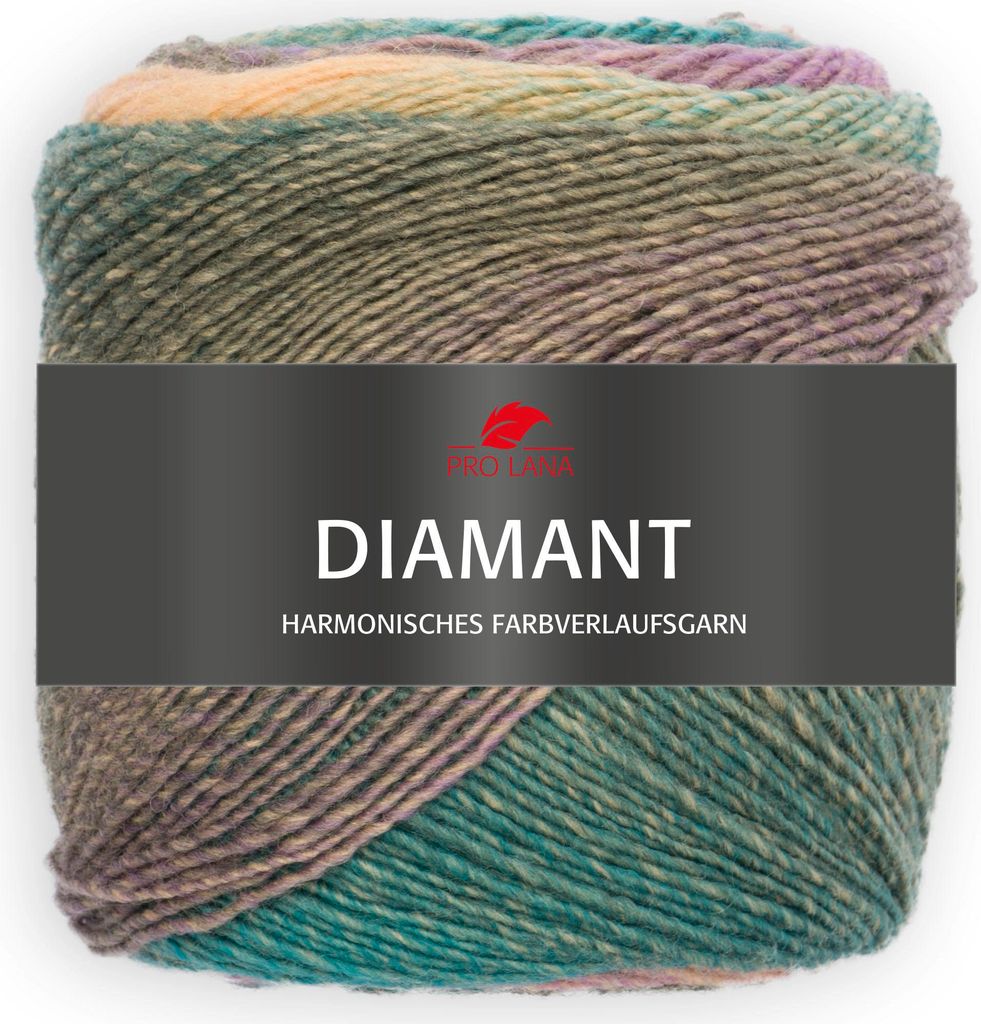 Pro Lana DIAMANT – 150g Multicolorgarn mit harmonischen Farbverläufen, 525 m Lauflänge, Nadelstärke 3,5–4,5 mm 96 flieder/petrol