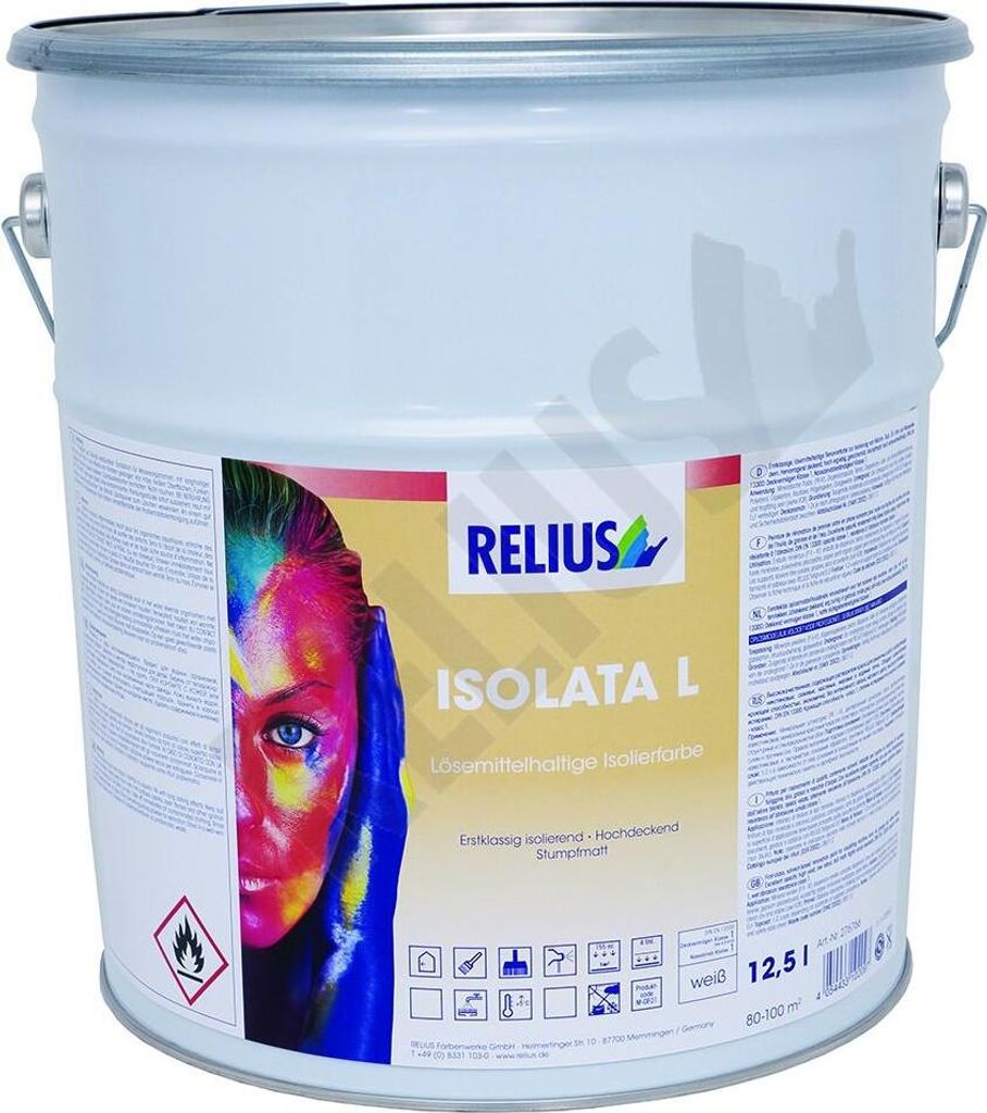 Relius Isolata L weiß 12,5 Liter - Lösemittelhaltige, erstklassig deckende Renovierfarbe