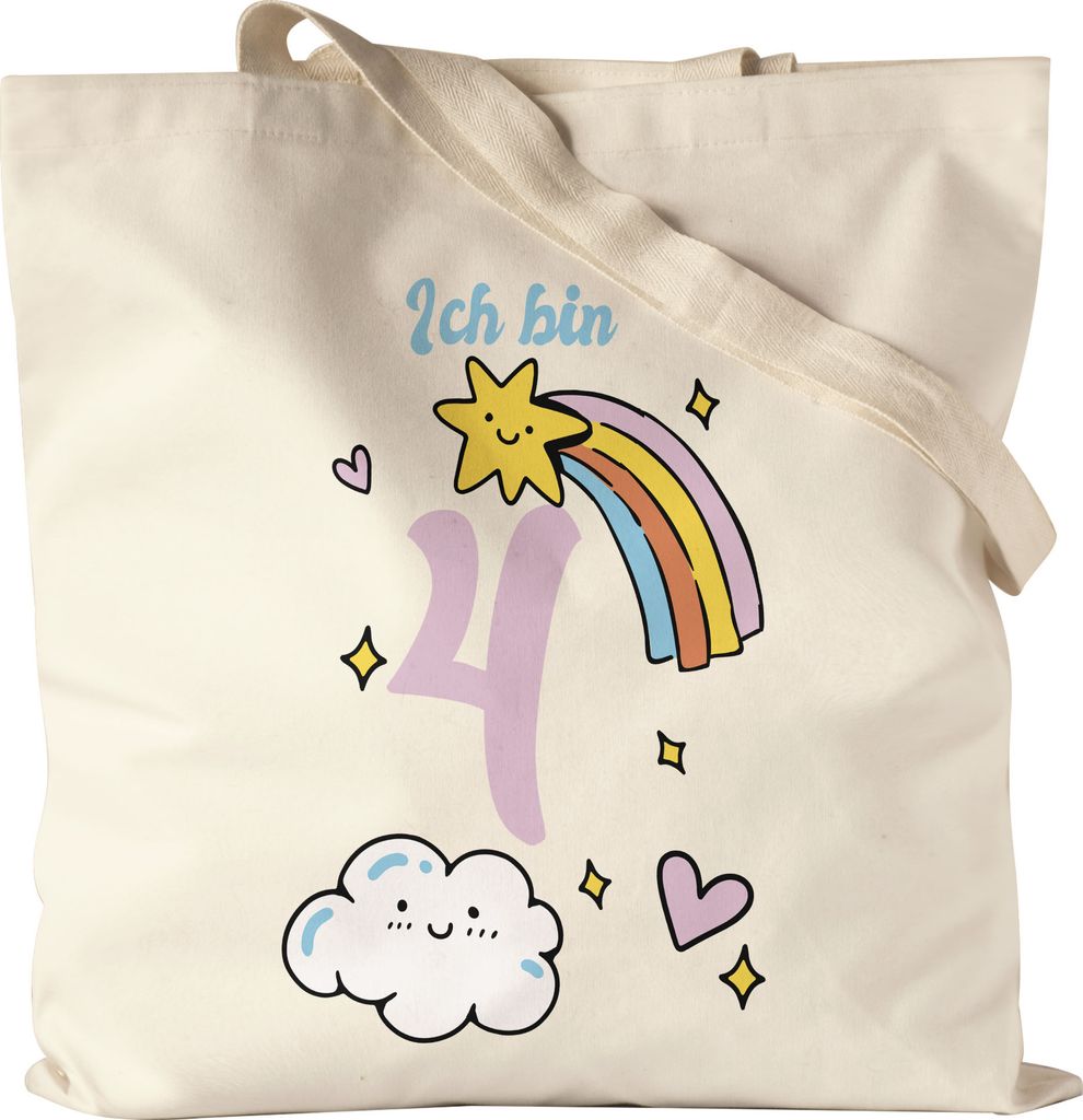 4 Jahre alt Kindergeburtstag Jutebeutel Stoffbeutel süße Motive Kinder Milchkanne Happy Birthday Alles Liebe zum Geburtstag