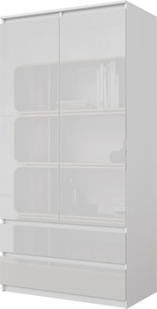 Armoire 2 portes JOELLE pour ranger tout votre linge Blanc Brillant L90