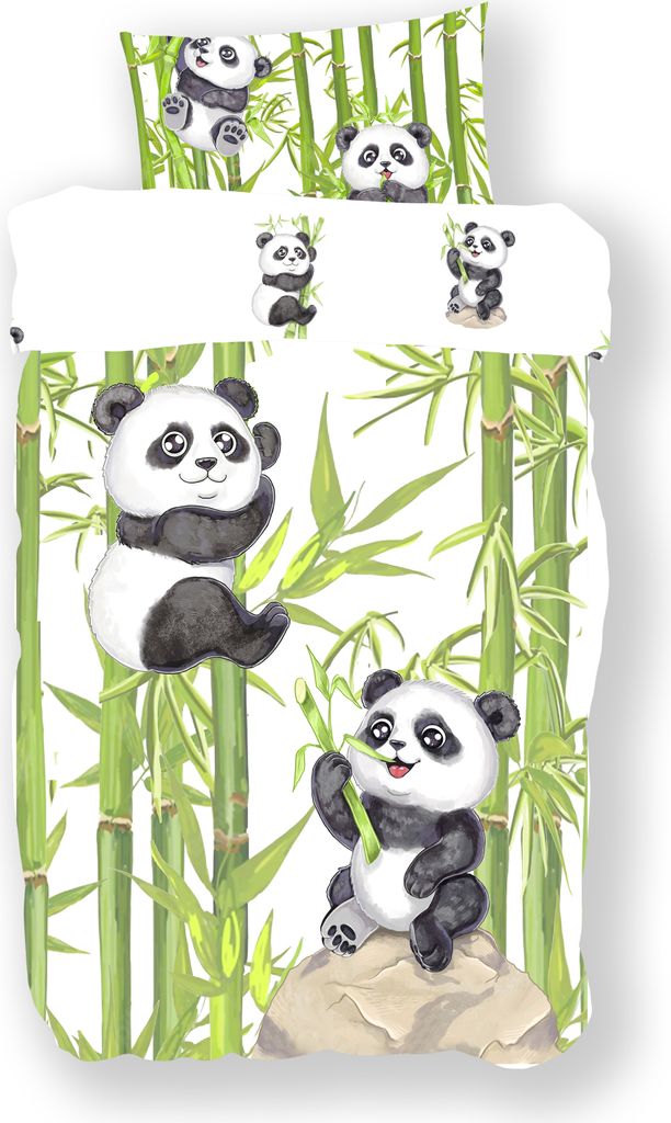 Panda Kinderbettwäsche 135x200 cm – 2-teiliges Bettwäsche Set für Kinder - mit Kissenbezug 80x80 cm – 100% Baumwolle – Wendebettwäsche