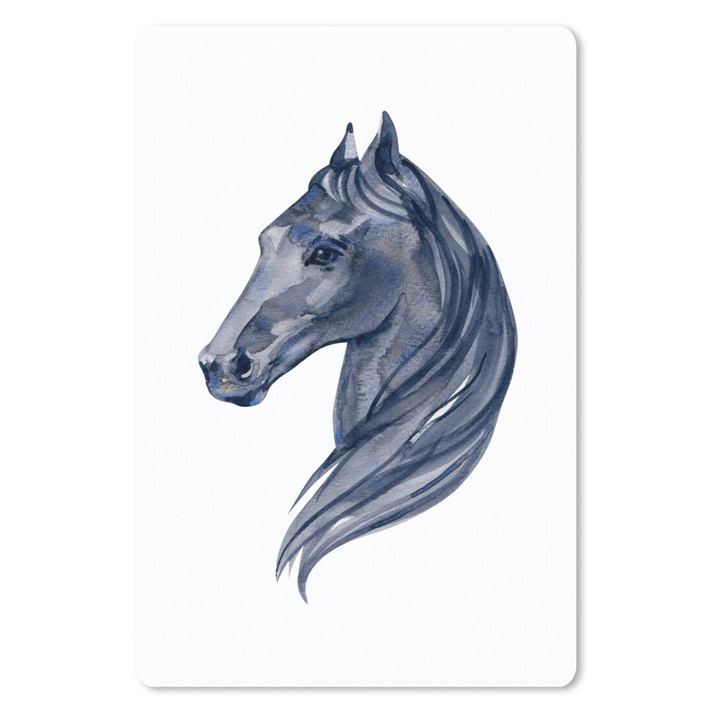 MuchoWow Mauspad Mousepad Pferd - Aquarell - Schwarz - Mädchen - Kinder - Mädchen 40x60 cm - Mousepads - Maus Mat - Pad - Mausunterlage - Schre...