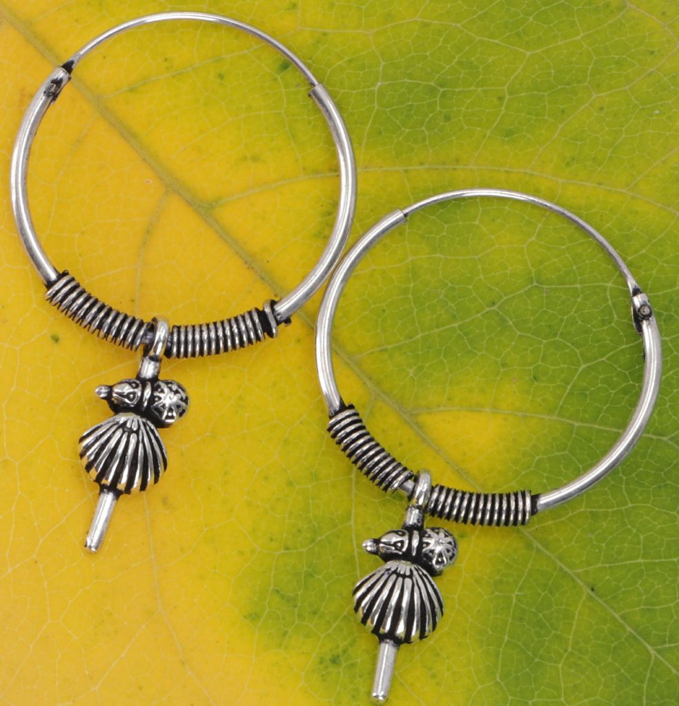 Tribalohrringe aus Messing, Ethnoohrringe, Goaschmuck, Creolen 3 cm - Silber, Silber-Farben, Ohrringe + Ohrstecker Modeschmuck