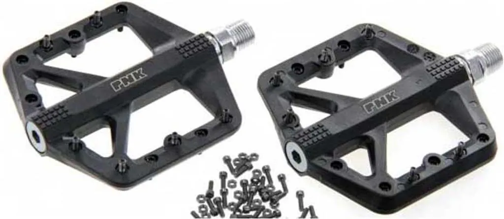 Pédales Plates de Vélo Pnk avec Axe Cr-mo et 12 Pins Antidérapants Noir