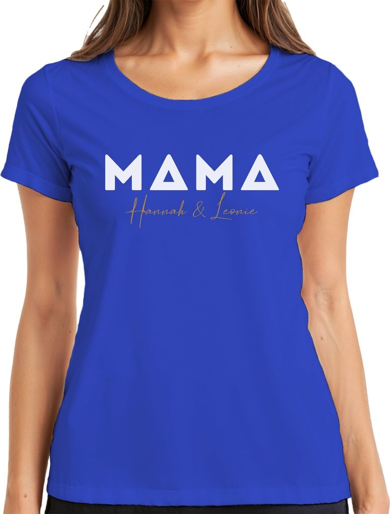 Muttertagsgeschenk für Mama Geschenk Personalisiert Jahr & Name der Kinder Muttertag Damen T-Shirt, Blau, M